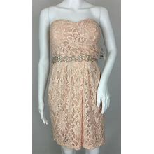 City Triangles Blush Pink Strapless Sequined Lace Dress Prom Bridesmaid Size 10