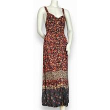 Angie Dresses | Angie Dress Tie Back Buttons Cut-Out Size Medium Midi Boho Floral Paisley Summer | Color: Black/Brown | Size: M