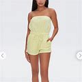 Forever 21 Pants & Jumpsuits | Terry Cloth Romper | Color: Green/Yellow | Size: Xs