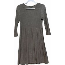 Eileen Fisher Womens Dress Size Xs Gray Ribbed 100% Italian Wool Knit