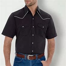 Ely Cattleman Western Mens Classic Fit Short Sleeve Button-Down Shirt | Black | Regular Large | Shirts + Tops Button-Front Shirts