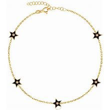 Gabi Rielle 14K Yellow Gold Plated Sterling Silver Crystal Star Charm Anklet - Metallic - Necklaces One Size