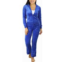 Tobeinstyle Women's Velour Tracksuit Zip-Up Hooded Jacket And Matching Pants