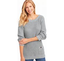 Blair Women's Shaker Pullover Sweater - Grey - M - Misses