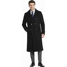 London Fog Men's Classic Fit Double Breasted Officer's Coat Black Solid - Size: Medium
