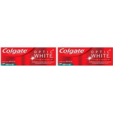 Colgate Optic White Stain Fighter Whitening Toothpaste Gel, Fresh Mint Flavor With Fluoride, Enamel-Safe For Daily Use, 4.2 Oz Tube (Pack Of 2)