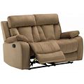 Axel Contemporary Microfiber Recliner Loveseat, Beige, Loveseats, By Luxuriant Furniture