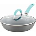Rachael Ray Create Delicious Hard Anodized Aluminum Nonstick 10.25" Deep Skillet - Gray With Light Blue Handles