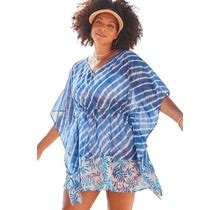 Plus Size Women's Jade Printed Tunic Dress By Swimsuits For All In Blue Tie Dye (Size 10/12)