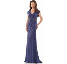 Marsoni By Colors Women's Navy Mv1226 - V-Neck Cap Sleeve Mother Of The Bride Dress Size 14