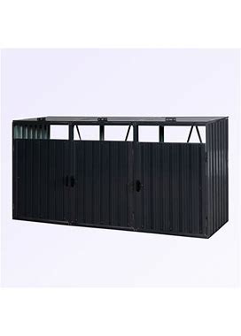 Watque Kita 8 ft. W X 3 ft. D Metal Horizontal Garbage Shed In Black | 48.03 H X 94.48 W X 34.49 D In | Wayfair E3a058abd5c46b859252b8be8040a7e6