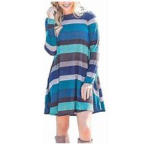 Black And Friday Deals 2023 Womens Clothes Clearance Asdoklhq Womens Plus Size Clearance Dresses,Women's Long Sleeve O-Neck Plaid Color Block Casual L