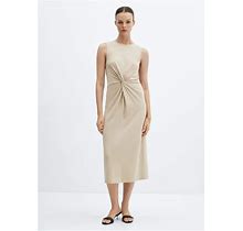 MANGO - Knotted Cotton Dress Light/Pastel Grey - 2 - Women