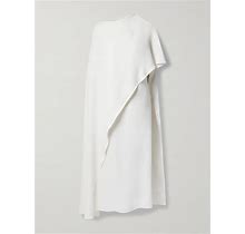 Valentino Garavani Asymmetric Cape-Effect Silk-Crepe Midi Dress - Women - White Dresses - M