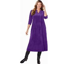 Plus Size Women's Pintuck Velour Dress By Woman Within In Radiant Purple (Size 26 W)