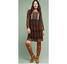 ANTHROPOLOGIE Munro Embroidered Bib Viscose Fall Color Tunic Dress New Size XS