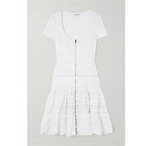 Alaia Ruffled Crochet-Knit Mini Dress - Women - White Dresses - L