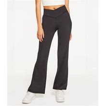 Aeropostale Womens' Flare Flex Crossover High-Rise Pants - Black - Size M - Polyester - Teen Fashion & Clothing - Shop Summer Styles