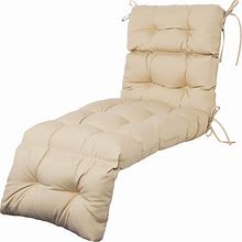 ARTPLAN Outdoor Chasie Lounge Tufted Thick Cushion With Ties,Replacement Wicker Chair Cushion For Paito Fruniture,72X22x4inches,All Weather, Beige