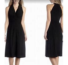 Evan Picone Dress Black Halter Ruched Evening Cocktail Party Size 6