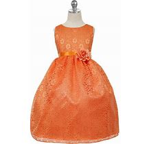 Orange Floral Lace Dress - Size: 10 | Pink Princess