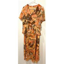 Danny & Nicole Woman's 2 Pc Dress Size 12 Midi Coral Tones Ba-Ja Tropical Style