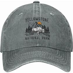 Spring Autumn Dad Vintage Yellowstone National Park Wyoming Mountains Bison Baseball Cap Hip Hop Hat Sport Washed Denim Cap Hats