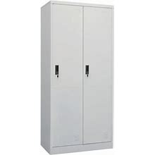 Rebrilliant Wardrobe Armoire Clothes Storage Closet W/ 2 Lockable Doors Steel Metal In Gray | 70.9 H X 31.5 W X 19.7 D In | Wayfair