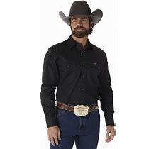 Wrangler Men's Authentic Cowboy Cut Work Western Long-Sleeve Firm Finish Shirt,Black,Large