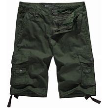 Wenven Men's And Big Men's Stretch Cargo Shorts, Army Green, 44