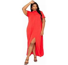 Mock Neck Back Cape Dress, Women's, Size: 2XL, Brt Red