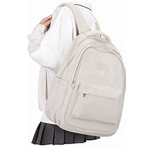 Lightweight School Backpack For Women Men, Laptop Travel Casual Daypack College Secondary School Bags Bookbag For Teenage Girls Boys, Beige