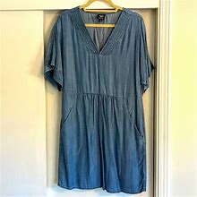 Bobeau Dresses | Bobaeu Denim Dress | Color: Blue | Size: L
