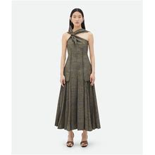 Bottega Veneta Viscose And Silk Criss-Cross Long Dress With Knot - Grey - Woman - 2 - Viscose, Silk & Polyester