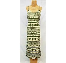 Bali Bagus Batik 100% Rayon Green/Creme Patterned Maxi Dress