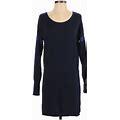 Athleta Wool Dress - Mini Scoop Neck Long Sleeves: Blue Solid Clothing - Women's Size Small