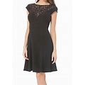 Js Collections Black Jersey Sequin Illusion Lace A-Line Party Dress 6