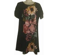 Luxology Black Floral Lace Sleeve Dress Size M