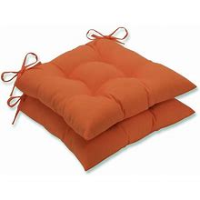 Pillow Perfect Pompeii Solid Indoor/Outdoor Wicker Patio Seat Cushion Reversible, Weather And Fade Resistant, Square Corner - 18.5" X 19", Orange, 2