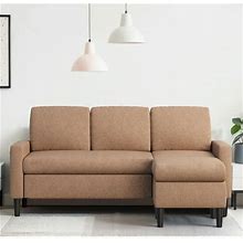 Walsunny Convertible Sectional Reversible Chaise, Modern Linen Fabric L-Shaped Couch 3-Seat Sofa With Reversible Chaise For Small Spacebrown)