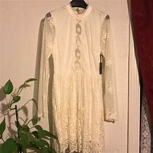 Forever 21 Dresses | Cream Long Sleeve Lace Dress | Color: Cream/White | Size: Xs