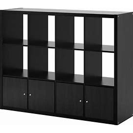 IKEA - KALLAX Shelf Unit With 4 Inserts, Black-Brown, 57 7/8X44 1/8 "