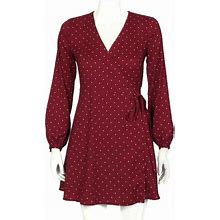 Ann Taylor Loft Dresses | Ann Taylor Loft Burgundy Star Print Wrap Dress Long Sleeve Size 0P /670 | Color: Purple/Red | Size: 0P