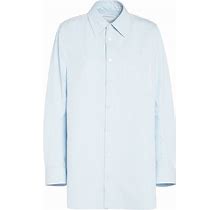 Bottega Veneta Women Cotton Shirt Dress Light Blue/White 40