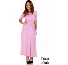 Women's Half Sleeve Full Length Maxi Blouson Dress With Pockets (Size: