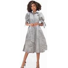Chancele Church Dress 9704-Silver, Silver / 16 | Church Suits For Less