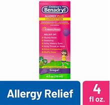 Benadryl Children's Allergy Plus Congestion Relief Liquid, Grape - 4 Fl Oz