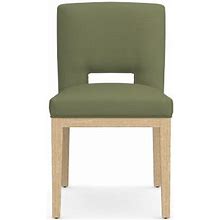 Saratoga Dining Upholstered Side Chair Standard Performance Slub Weave Olive, Natural Oak | Williams Sonoma