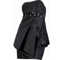 Karen Millen Mini Cocktail Dress Black Satin 'Bandeau' Lace Inserts Size Uk10 S