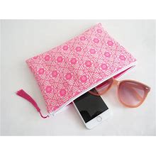 Clutch Bag, Neon Pink And White Geometric Design, Wedding Clutch, Summer Clutch, Pink Clutch Bag, Evening Purse, Handbag, Gifts For Her